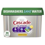 Cascade Platinum ActionPacs Dishwasher Detergent Pods Lemon 36 Count